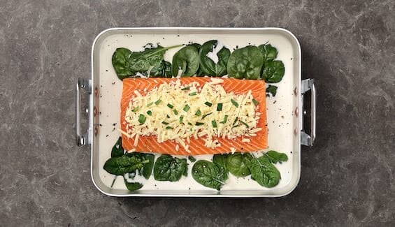 Norwegian Salmon with Spinach, Cream and Parmesan