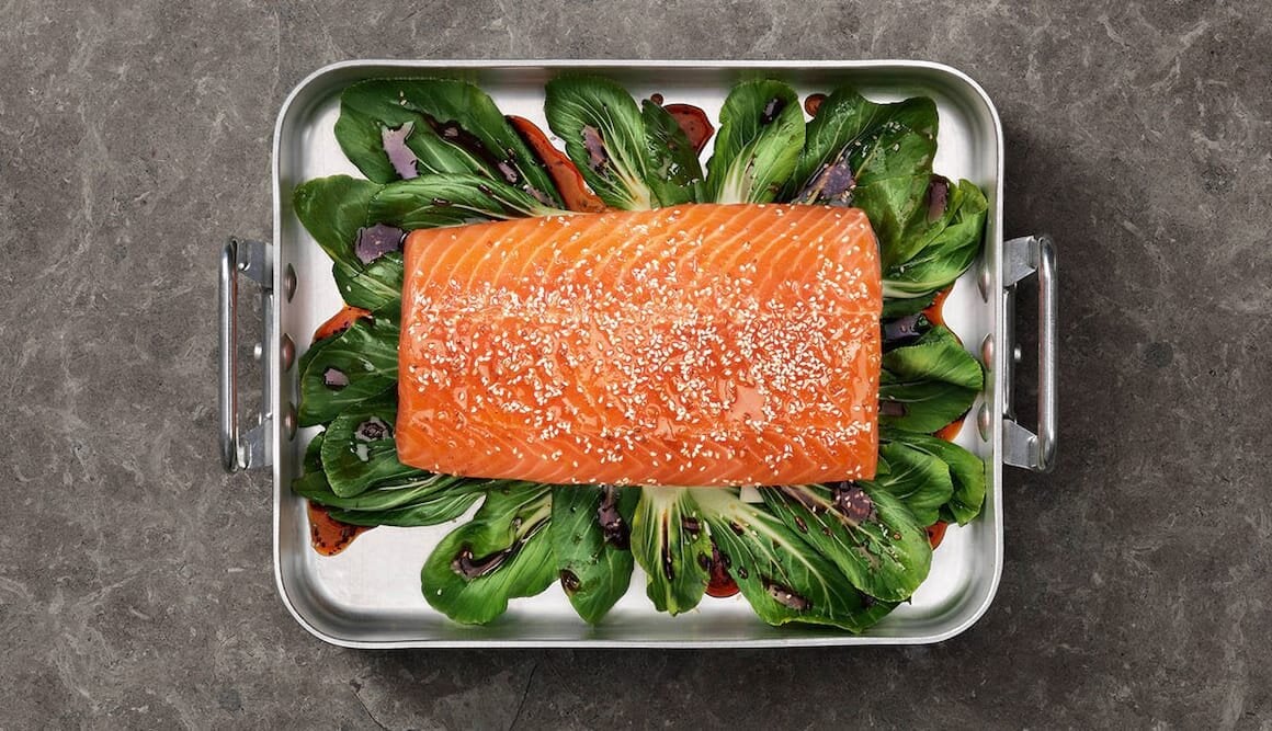 Norwegian Salmon with Teriyaki, Sesame Seeds and Bok Choi