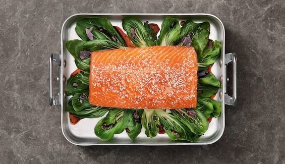 Norwegian Salmon with Teriyaki, Sesame Seeds and Bok Choi