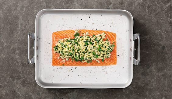 Norwegian Salmon with Almonds, Parsley and Cheddar
