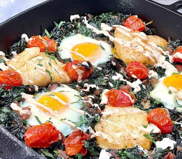 Norwegian Cod Green Shakshuka