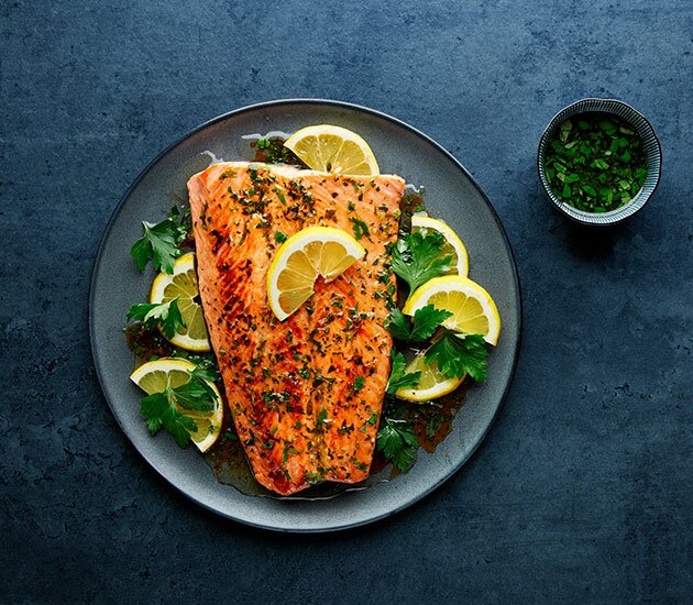 Norwegian steelhead trout with lemon and herb marinade