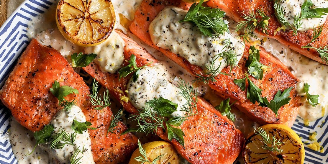 Pan-Seared Steelhead Trout with Old Bay Remoulade