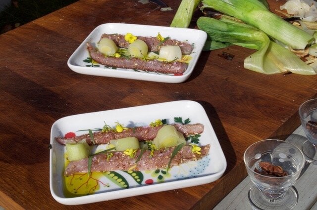 Salt and Sugar–Cured Norwegian Mackerel with Farm-Picked Herb Flowers