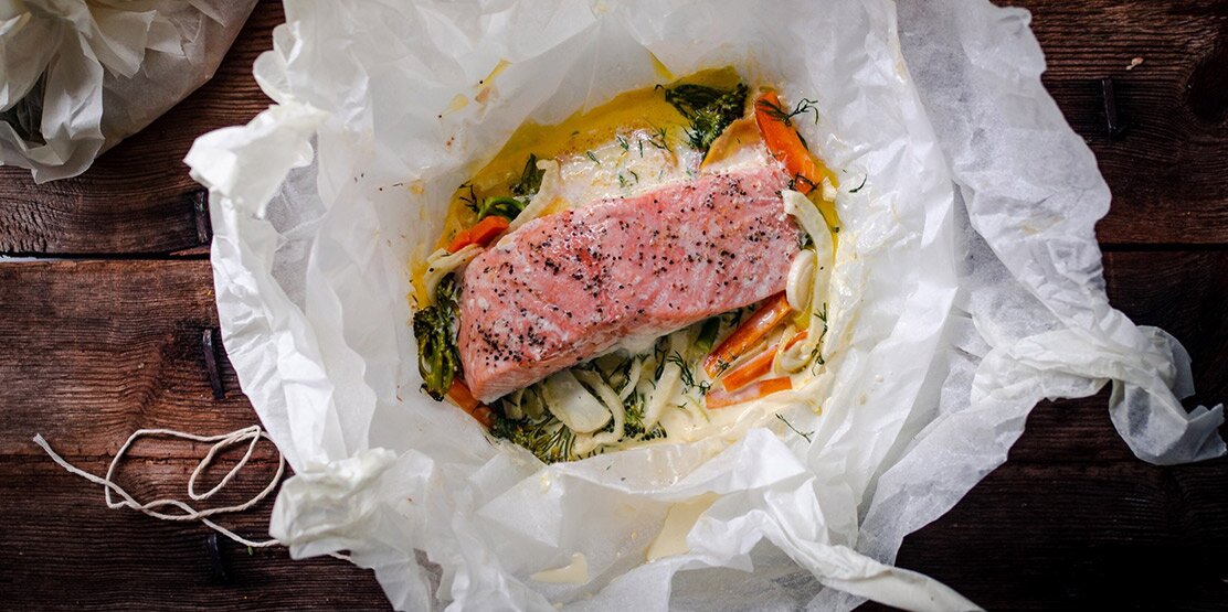 Creamy Baked Norwegian Salmon Parcels with Vegetables