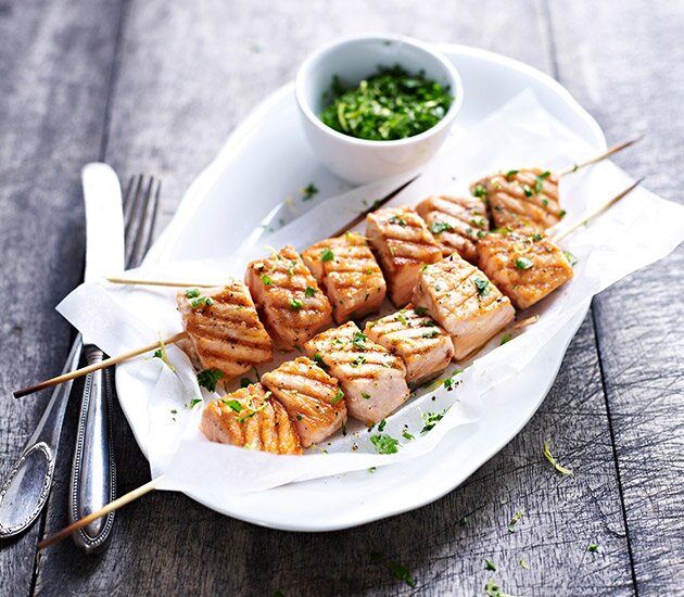 Grilled Norwegian Salmon Skewers with Gremolata