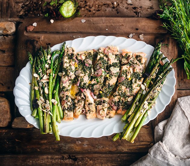 Buttery Herb and Shallot Salmon with Asparagus