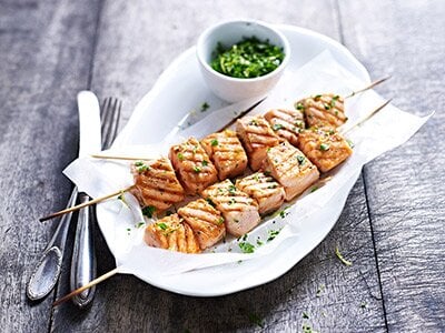 Grilled Norwegian Salmon Skewers with Gremolata