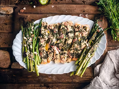 Buttery Herb and Shallot Salmon with Asparagus