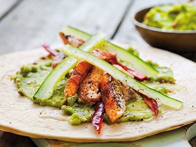 Wrap with Grilled Norwegian Salmon and Guacamole