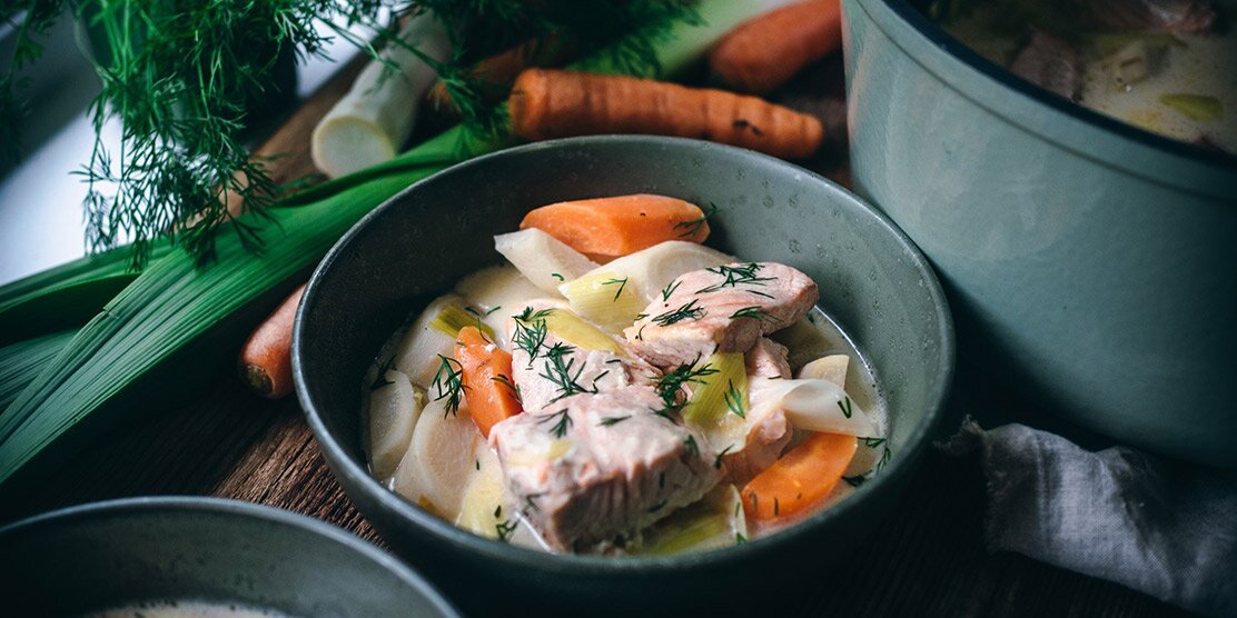 Norwegian Salmon Fricassee with Hard Cider