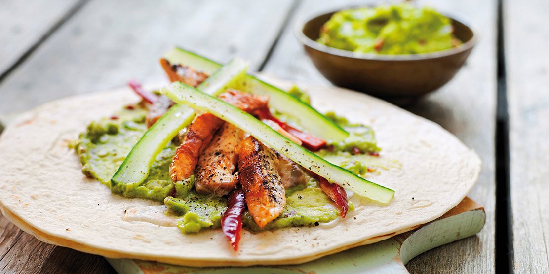 Wrap with Grilled Norwegian Salmon and Guacamole