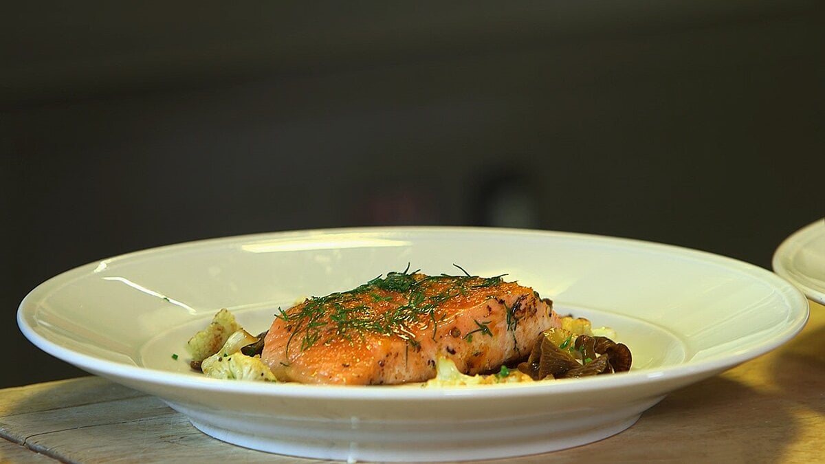Pan-Fried Norwegian Gravlax with Cauliflower