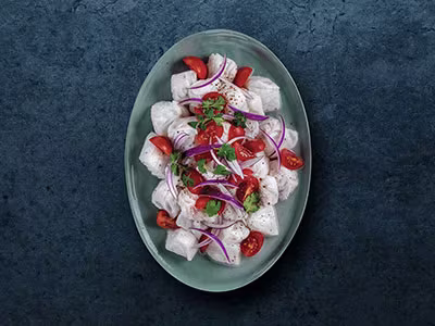 Ceviche with Norwegian cod and coconut milk