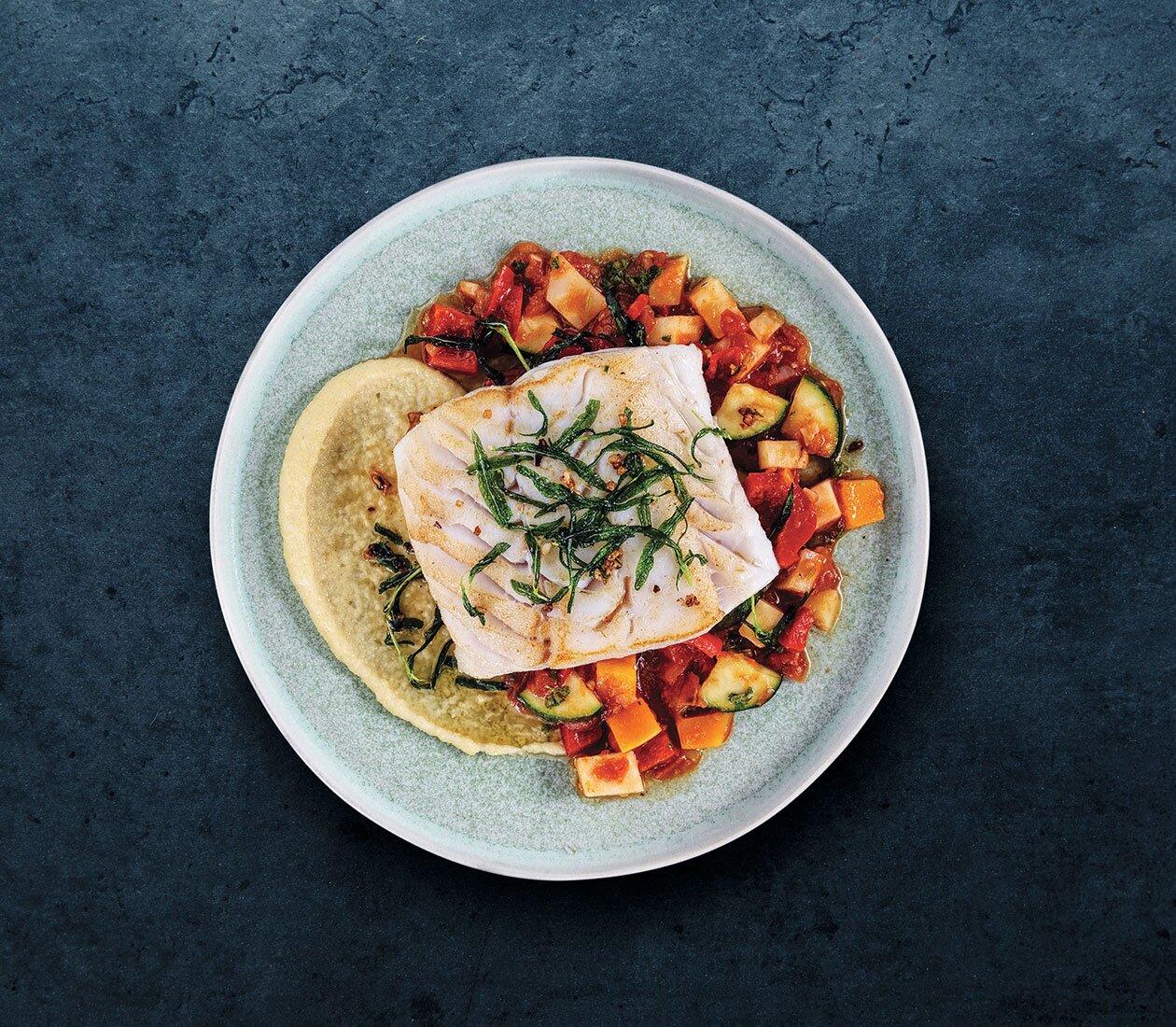 Cod with Polenta and Ratatouille
