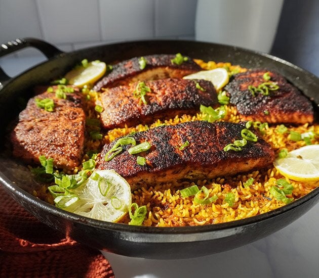 One-Pot Blackened Norwegian Salmon and Rice