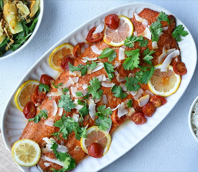 Tom Yum Salmon & Smashed Cuke Salad