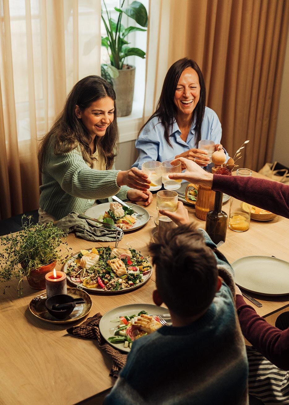Family around a dinner table