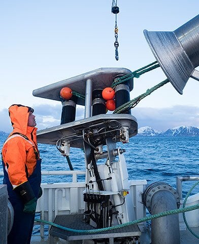 Fisherman checking that the equipment is working