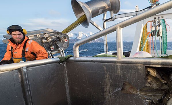 Fisherman watching the catch